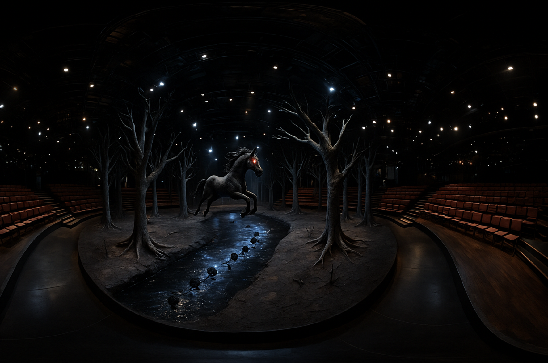 Theatre-in-the-round forest set