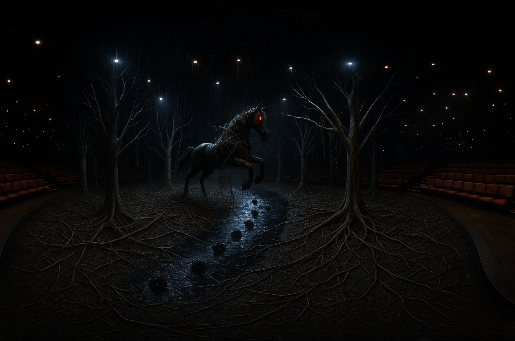 Act II staging with rain