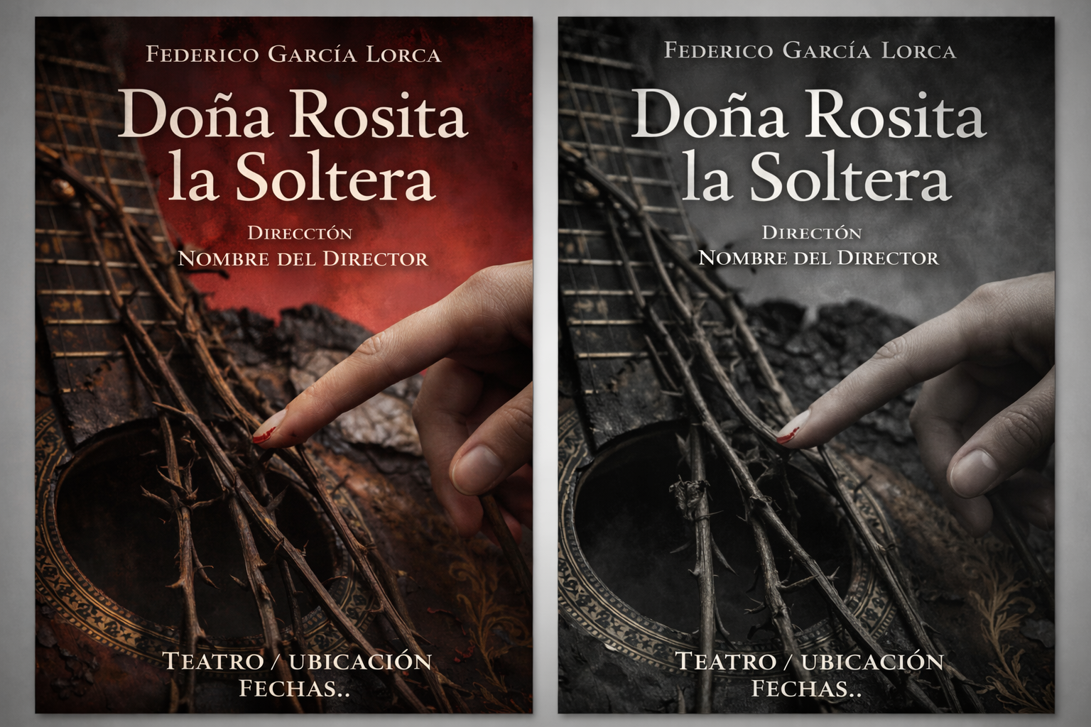 All four poster variants showing the rosa mutabile progression from red to grey