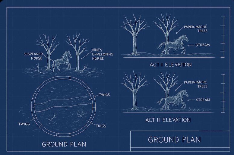 Technical blueprint with elevations
